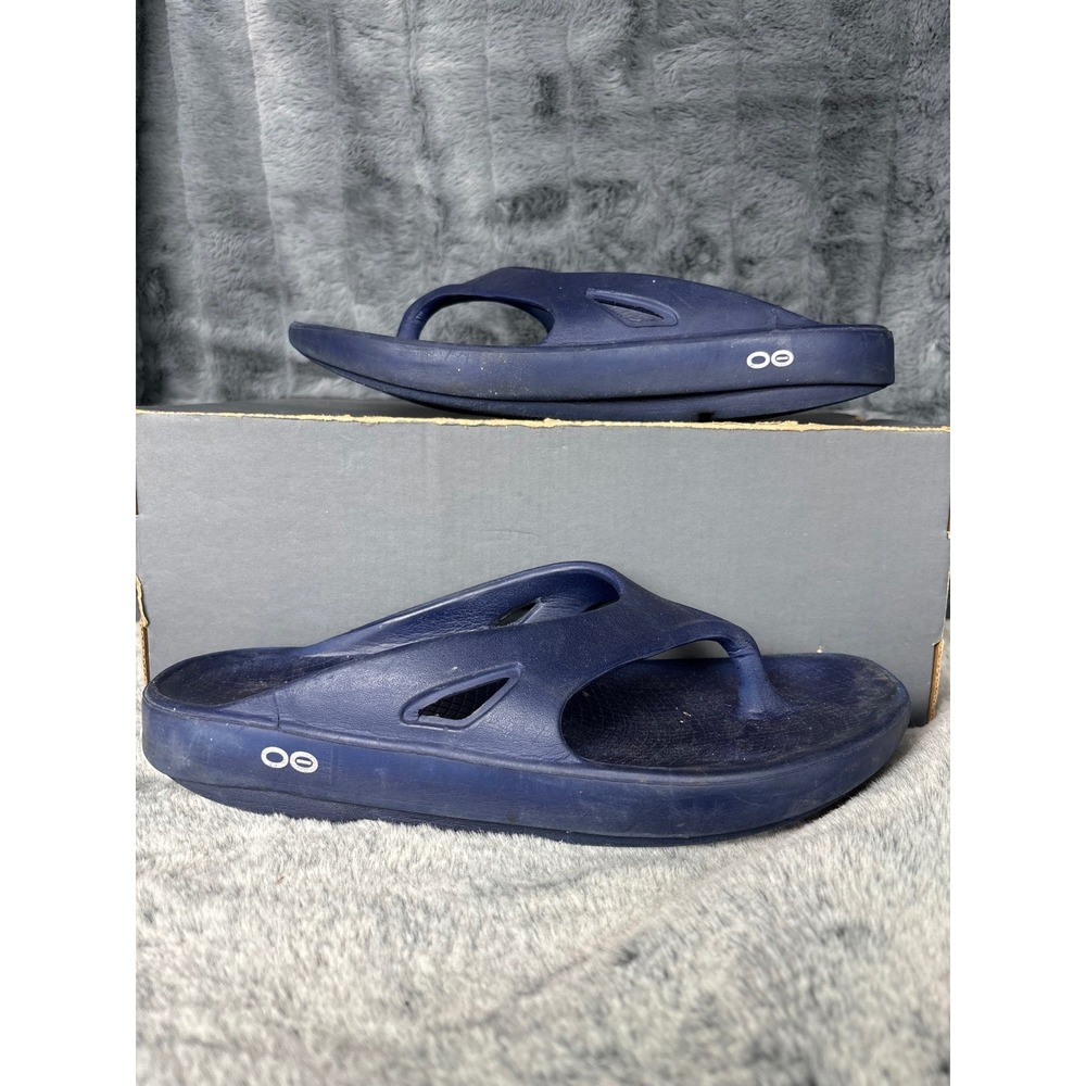 Oofos OOriginal Recovery Sandals Navy Blue Thong Flip Flops Mens 7 Womens 9